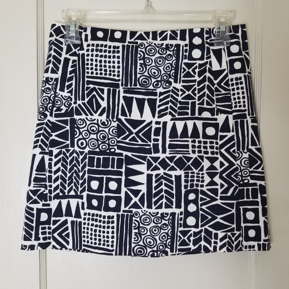 J CREW FACTORY stretch black white print pencil skirt